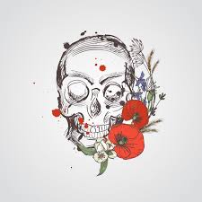 How to draw a human skull step by step. Skull With Flowers Vector Hand Drawn Skull With Wild Flowers Skull With Flowers Isolated On White Background Stock Illustration Illustration Of Head Halloween 121494060