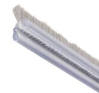 Streifenbürste STL12100 zum Aufstecken für 10 mm Glasstärke, PVC-Profil  glasklar mit PP Bürsten 15 mm Höhe grau, 260 cm Länge