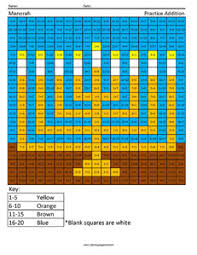 Addition color by number worksheet. Holiday Addition And Subtraction Coloring Squared