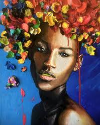 Madres Series: Mother Braiding Daughter's Hair Painting