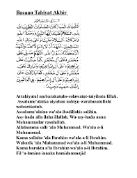 Assalamu'alaika aiyuhan nabiyu warahmatullayhi wabarakatuh. Doc Bacaan Tahiyat Akhir Cece Mumut Alay Academia Edu