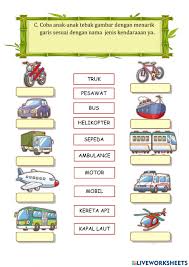 Kendaraan di laut materi paud tk. Tema Alat Transportasi Darat Activity