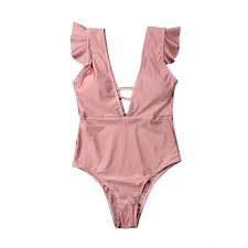 mommy and me one piece swimsuit ruffle solid color bathing suit family matching swimwear