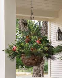 Led Mixed Pine Hanging Basket Balsam Hill Christmas Hanging Baskets Christmas Swags Outdoor Christmas