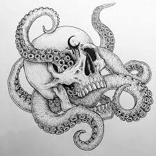 Black And White With Color Drawing Art Blackandwhite Black White Skull Octopus Synyster Art Collective Octopus Tattoo Design Octopus Tattoos Tattoo Design Drawings