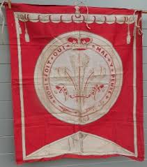 A ribbon below the coronet bears the motto ich dien, which is a shortening. Antique Prince Of Wales Feathers Commemorative Flag
