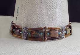Over The Top Bone Hat Band Southwest Designed Beaded Western Hat Band Cowboy Hat Band Rodeo Aztec Design Stretch Cowboy Hat Bands Hat Band Western Hats