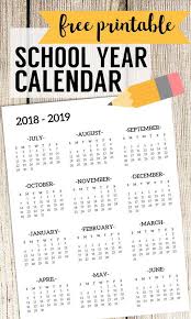 2018 2019 School Calendar Printable Free Template Paper Trail Design School Calendar Calendar Printables Teacher Planner Printables