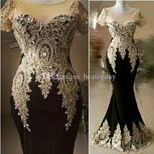 Black Prom Dresses 2018 Formal Evening Party Pageant Gowns Beads Crystals Mermaid African Dubai Arbic Cap Sleeve Pageant Gowns Black Prom Dresses Prom Dresses