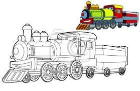 Malvorlage Zug Illustration Fur Die Kinder Leinwandbilder Bilder Loco Express Schlitten Myloview De