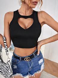 Heart Shaped Cut Out Tank Top Shein Eur