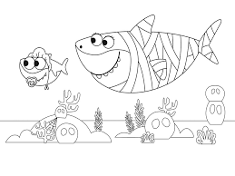 This coloring page is based on the educational entertaining character baby shark. Baby Shark And Mummy Shark Coloring Page Free Printable Coloring Pages For Kids
