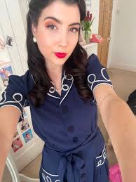 The "Loopy-Lou" Shirtwaister Dress in Navy with Contrast RicRac, True