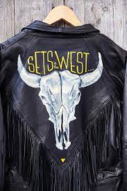Vintage Hand Painted Leather Jacket Urban Outfitters Painting Leather Hand Painted Leather Jacket Painted Leather Jacket