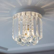 Modern Crystal Ceiling Light Kids Bedroom Single Light Crystal Flushmount Light In White Takeluckhome Com