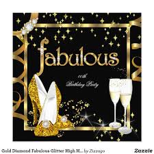 Gold Diamond Fabulous Glitter High Heels Party Invitation Zazzle Com Elegant Birthday Party Party Invitations 60th Birthday Cake For Ladies
