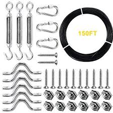 Dasmarinedasmarine Stainless Steel Globe Lights Kit String Light Suspension Kit Outdoor Light Guide Wire 3 32 Vinyl Coated Stainless Steel Steel Cable Includ 150 Ft Wire Rope Cable Turnbuckle And Hookslights