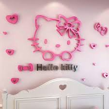Hello kitty bedroom decorations tags : Hello Kitty Diy 3d 2mm Acrylic Wall Art 5 X 5 Feet Esouq