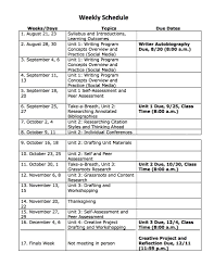 College Course Schedule Scaffolding Examples – Erika Romero