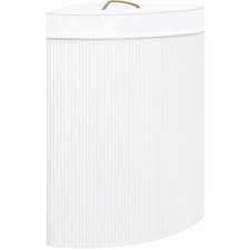 Buy songmics laundry hamper with lid, bamboo laundry basket with liner bag, foldable storage hamper with handles in bedroom closet laundry, 72l, brown ulcb10br: Bamboo Corner Laundry Basket White 60 L