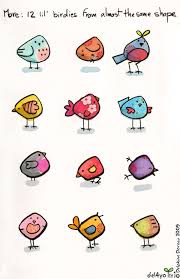 Cartoon Bird Drawing For Kids With Colour Maybe Have Younger Kids Start With Basic Body Shape Then Customize With Bright Colors Mount Each With Signature On L Doodle Drawings Doodle Art Bird Drawings