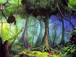 Jungle Scenes Paintings Biosphere All The Animals Plants And Everything That Makes Up A Jungle Scene Jungle Animals Fantasy Forest
