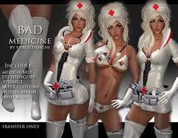 Second Life Marketplace Fierce Designs Bad Medicine White Nurses Uniform Promo Bonus Free 25l Store Card Naughty Nurse Halloween Costume