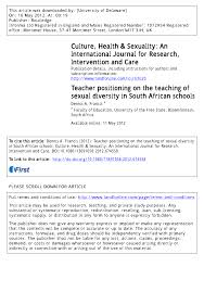 Ethical dilemmas and the positioning of the sexuality and the colonising project a great deal of rich information about african sexualities lies in. Pdf Teacher Positioning On The Teaching Of Sexual Diversity In South African Schools