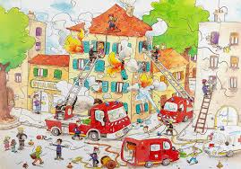 The interlocking tiles were a. Cacouault Firemen Art Wooden Puzzle 50 Pieces