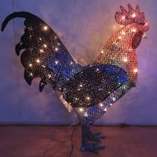Shimmer Fabric Chicken Lifesize Cabin Christmas Rooster Decor Christmas Deco