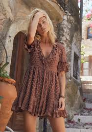 Collins Frida Mini Dress Brown Auguste The Label In 2020 Long Sleeve Shift Dress Casual Dresses For Women Boho Outfits