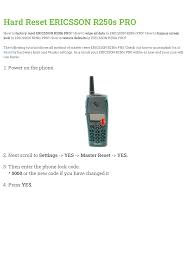 Hard Reset ERICSSON R250s PRO ...