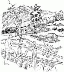 Natural scenery countryside coloring pages. 17 Mountain Landscape Coloring Pages For Adults Printable