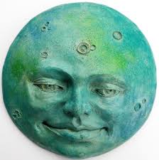 Turquoise Blue Green Moon Face Wall Sculpture, a Classic Weatherproof Lunar  Decor Accent for Home or Garden, by Claybraven