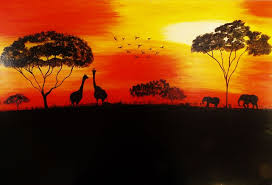 Vector background with african landscape. An African Style Sunset Painting R R Arts And Paintings Paintings Prints Landscapes Nature Other Landscapes Nature Artpal