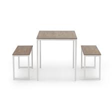Shapes and sizes of dining tables, chairs and furniture need to be considered so personal movement is not impeded when the room is fully in use. Simple Industrial Design Ding Room 3 Pieces Dining Set Table With 2 Benches Kitchen Dining Room Furniture Modern Style Wood Table Top With White Metal Frame Accuweather Shop