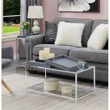 Free shipping for many products! Convenience Concepts Palm Beach Coffee Table In Clear Glass And Chrome Metal 131382gy
