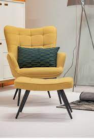 fauteuil otta incl hocker geel fauteuil met hocker woonkamer stoel interieur
