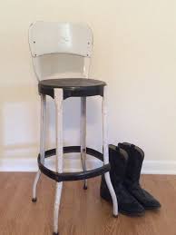 Vintage Cosco Tall 1950 S Metal Stool High Chair With Back Armless White Black 1950s Metal Stool Retro Medical Kitchen Kitchy Metal Sto Metal Stool Cosco Stool