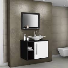 Gabinete Para Banheiro Com Cuba E Espelheira Baden Moveis Bechara Preto Branco Em 2020 Gabinete Banheiro Cuba Banheiro Espelheira