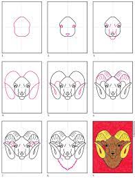 Easy How To Draw A Ram Head Tutorial And Ram Head Coloring Page