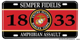 Us Marines Mos 1833 Amphibian Assault License Plate