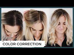 Blonde Hair Color Correction Before And After How To Fix Highlighted Hair Including Root Shadow Youtube Color Correction Hair Color Correction Hair Color