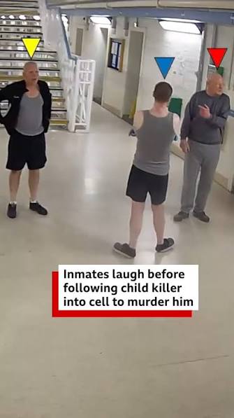Three jailed men who murdered a fellow inmate by stabbing him 25 times in his cell will never be released from prison., Mark Fellows, David Taylor and Lee Newell were seen on CCTV following Kyle Bevan ...