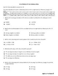 Worksheet Quiz Scatterplots Linear Regression By Algebra Is My Domain