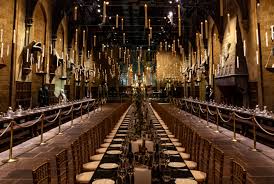 Long tables inside the Great Hall at Hogwarts