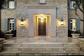 The stone veneer continues along the base of the building with new horizontal cedar siding above. Steps To Front Door Design Ideas