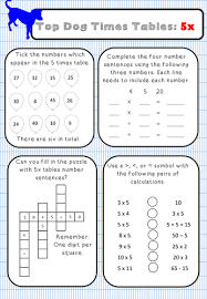 5x Table Activity Sheet Multiplication Table Higher Order Thinking Skills Multiplication