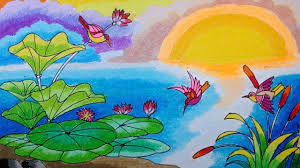Selain dari aneka warna yang dimilikinya, air yang digunakan sebagai media hidupnya punya fungsi sebagai penenang jiwa. Menggambar Teratai Burung Danau Drawing Of Lotus Birds Lake Burung Cara Menggambar Pastel