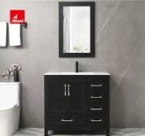 Muebles de baño modernos pintados de madera maciza estilo shaker, mueble de  baño montado en el suelo con lavabo y cajón